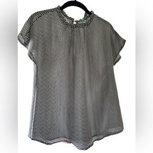 Size S, women’s black & white striped blouse, United Colors of Benetton